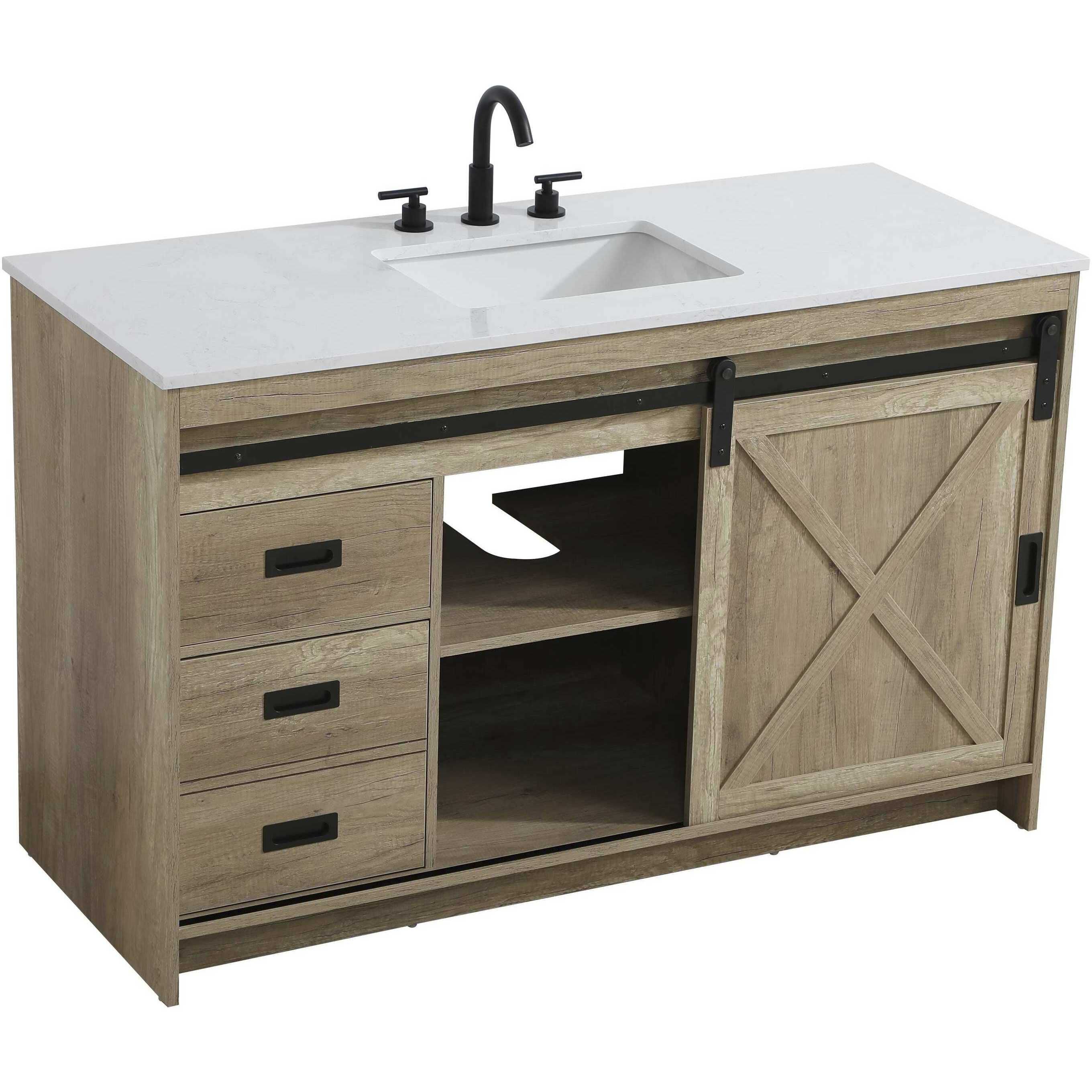 Austin 54 X 34 inch Natural Oak Bathroom Vanity Cabinet