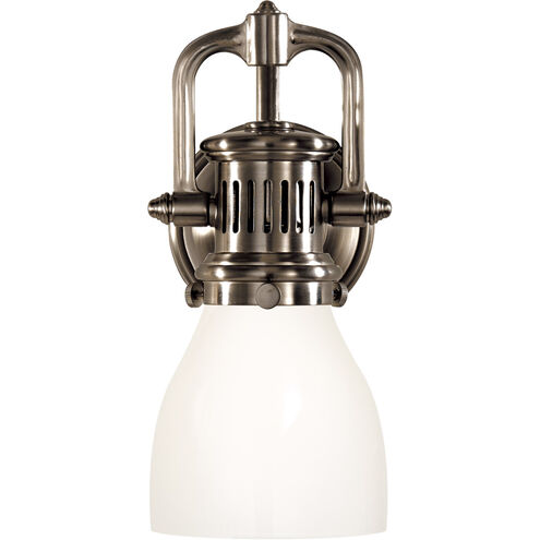 Chapman & Myers Yoke 1 Light 5 inch Antique Nickel Suspended Bath Sconce Wall Light in White Glass