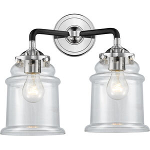 Nouveau Canton LED 14 inch Black Polished Nickel Bath Vanity Light Wall Light in Clear Glass, Nouveau