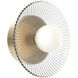 Alora Mood Hera LED 9 inch Brushed Gold and Clear Ribbed Glass Bath Vanity Light Wall Light