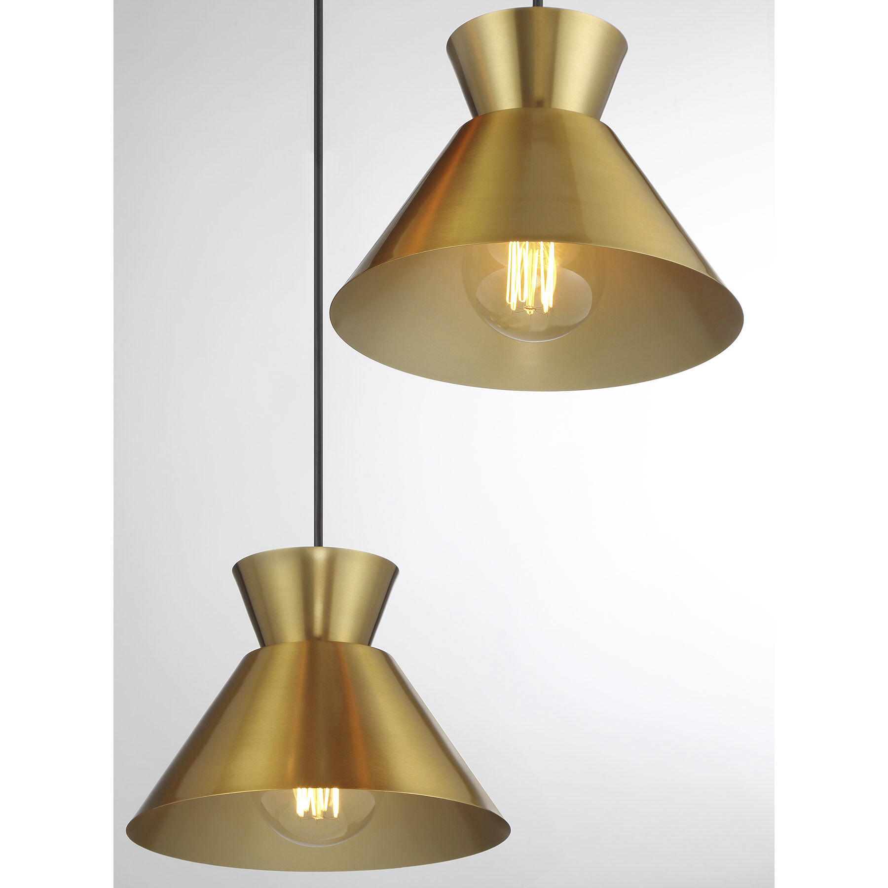 Mid-Century Modern 3 Light 19.5 inch Natural Brass Multi-Point Chandelier Ceiling Light