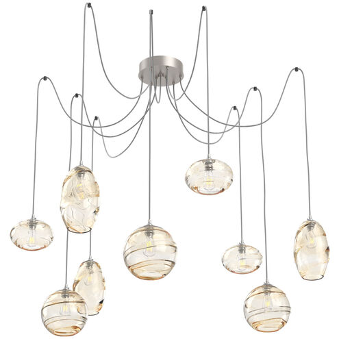 Misto 9 Light 15.5 inch Metallic Beige Silver Swag Multi-Pendant Ceiling Light in Amber Optic
