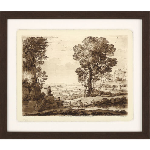 Pastoral Landscape Sepia and Brown Framed Art
