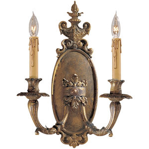 Metropolitan Collection 2 Light 11.5 inch Oxide Brass Wall Sconce Wall Light, Vintage