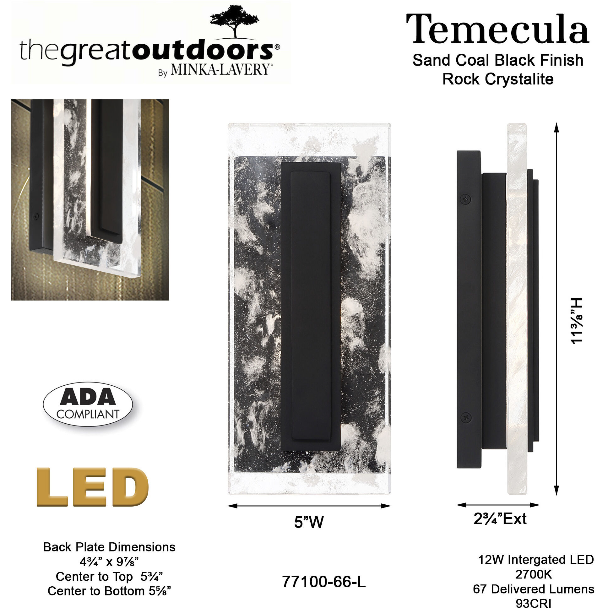 Temecula Outdoor Wall Sconce in Sand Coal, Great Outdoors