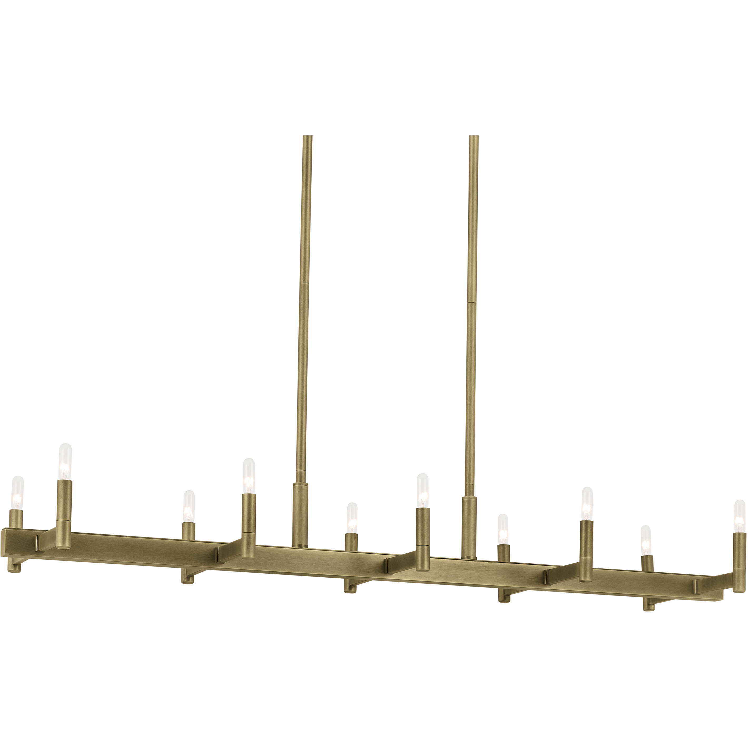 Erzo 10 Light 12.75 inch Natural Brass Chandelier Linear Ceiling Light, Single