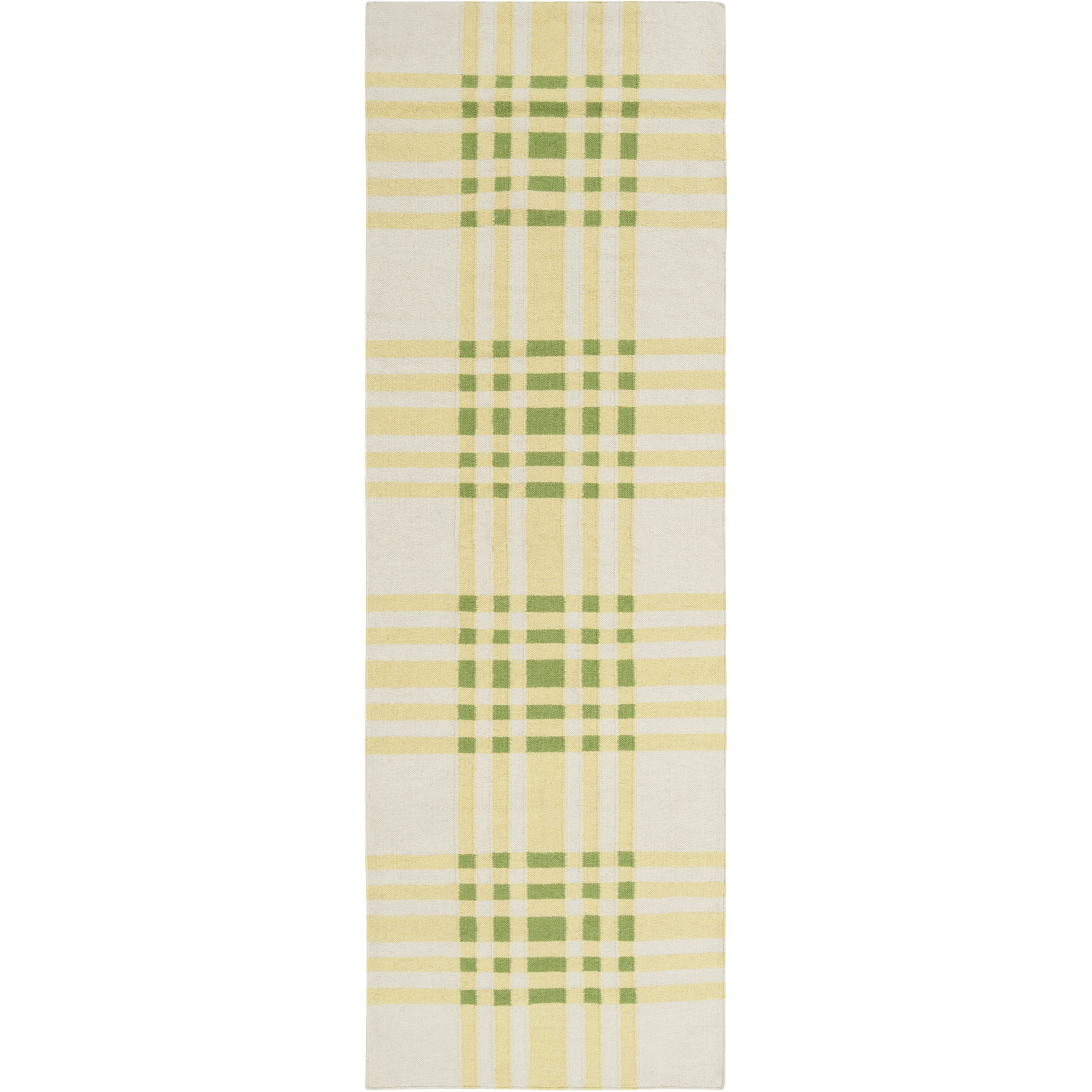 Happy Cottage 96 X 30 inch Bright Yellow, Grass Green, Cream Rug