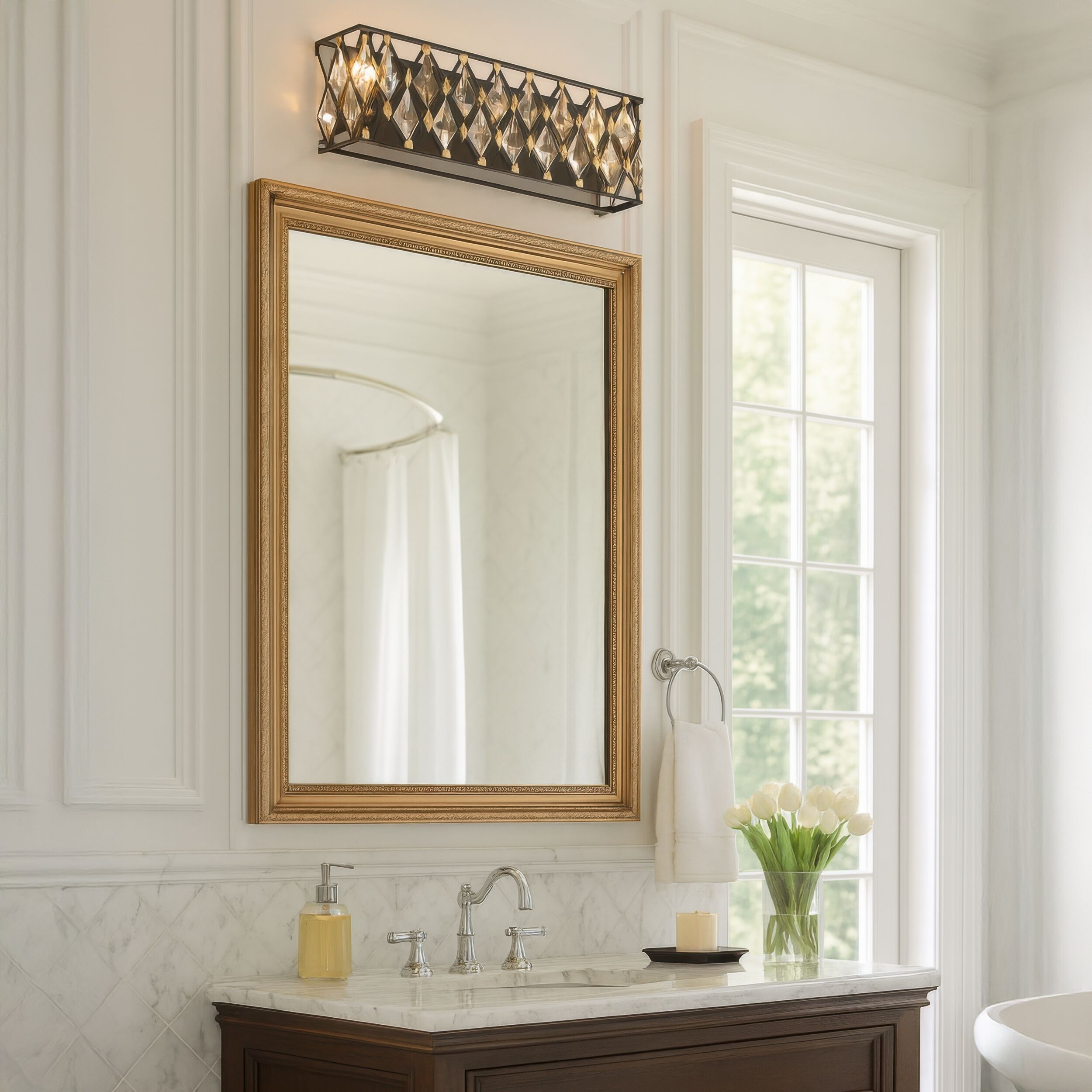 Windsor 3 Light 23.75 inch Carbon and Havana Gold Bath Vanity Light Wall Light