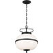 Homestead Opal 2 Light 12 inch Textured Black Pendant Ceiling Light, Opal