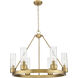 Boreas 6 Light 29 inch Brushed Brass Chandelier Ceiling Light in Seedy Glass