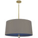 Williamsburg Custis 3 Light 15 inch Modern Brass Pendant Ceiling Light in Carter Gray with Ink Blue
