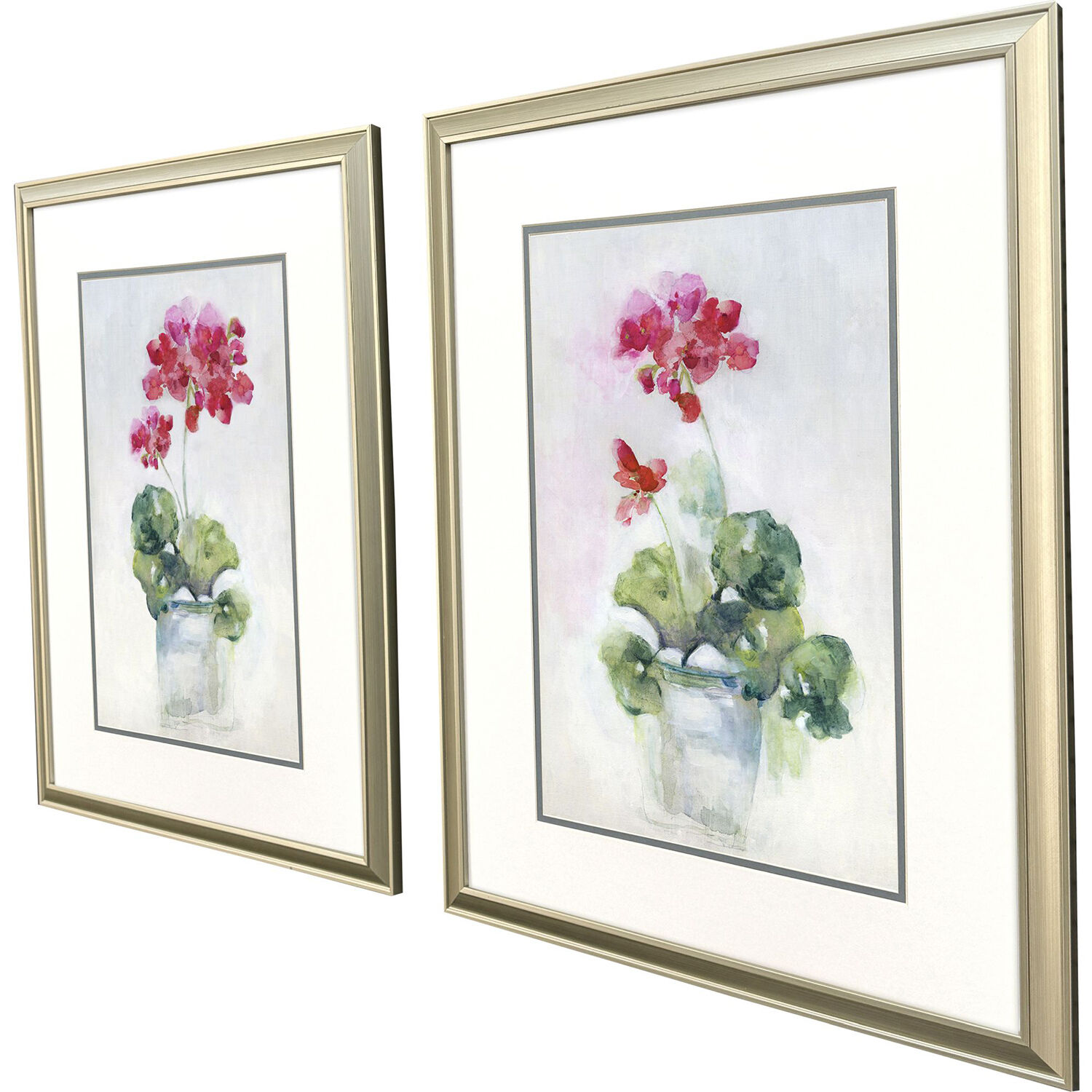 Soft Geranium Red and Multi and Green and Gray Framed Art, Propac