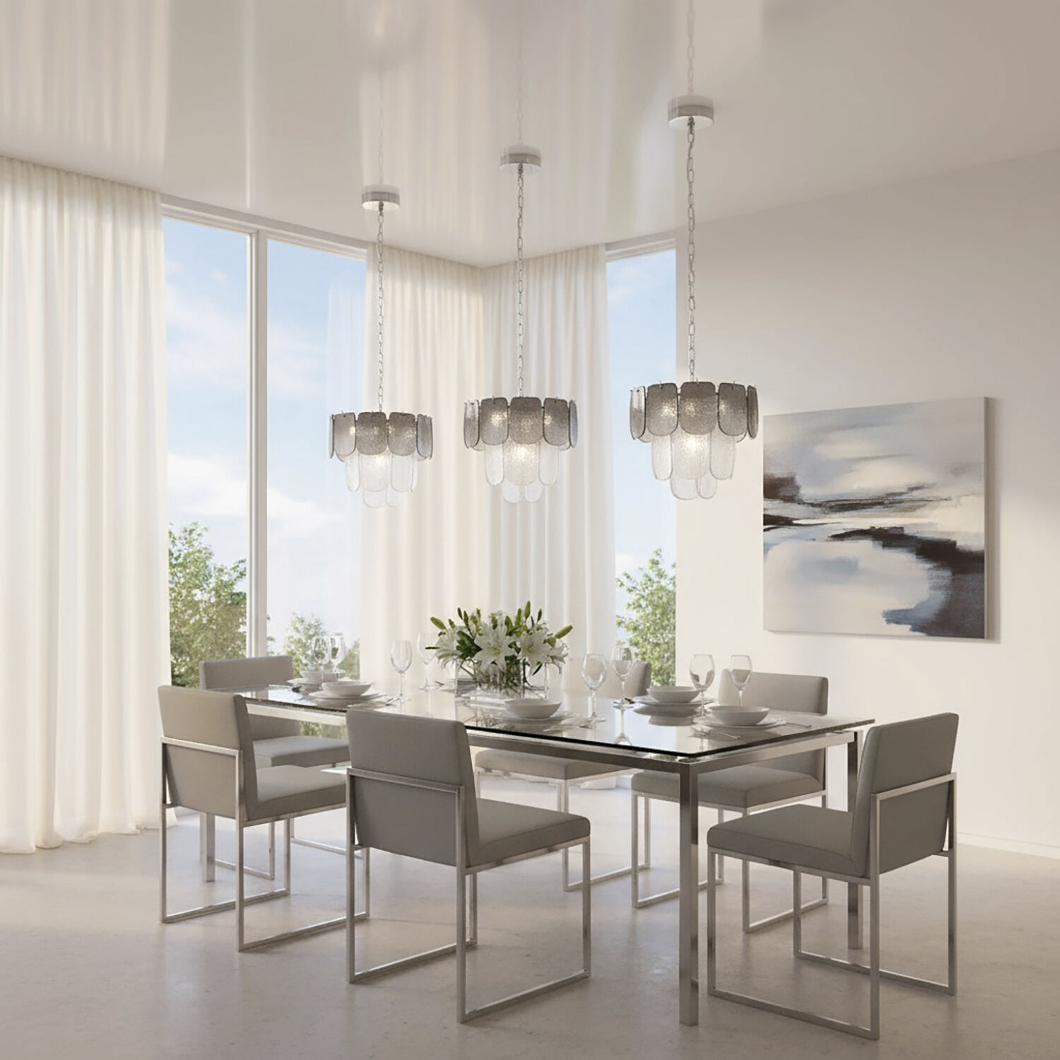 Bianca 5 Light 15.75 inch Polished Nickel Pendant Ceiling Light in Crystalline Smoke