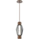 Gem Mandrel LED Burnished Bronze Pendant Ceiling Light in 3000K LED, Smoke Blown Glass