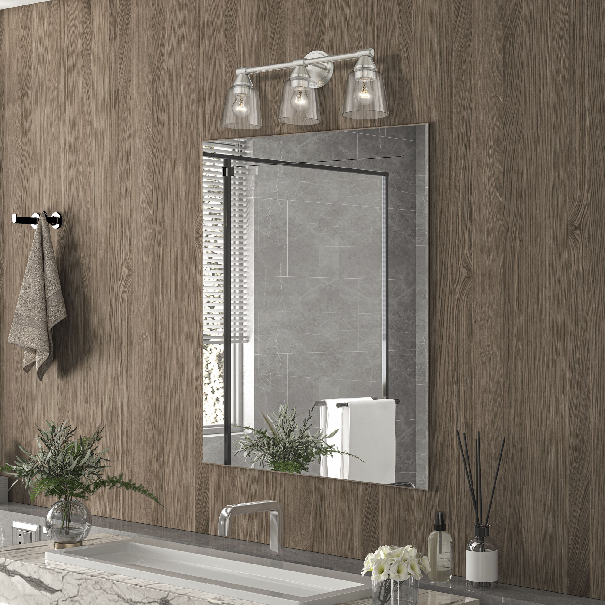 Catania 3 Light 23 inch Brushed Nickel Vanity Sconce Wall Light