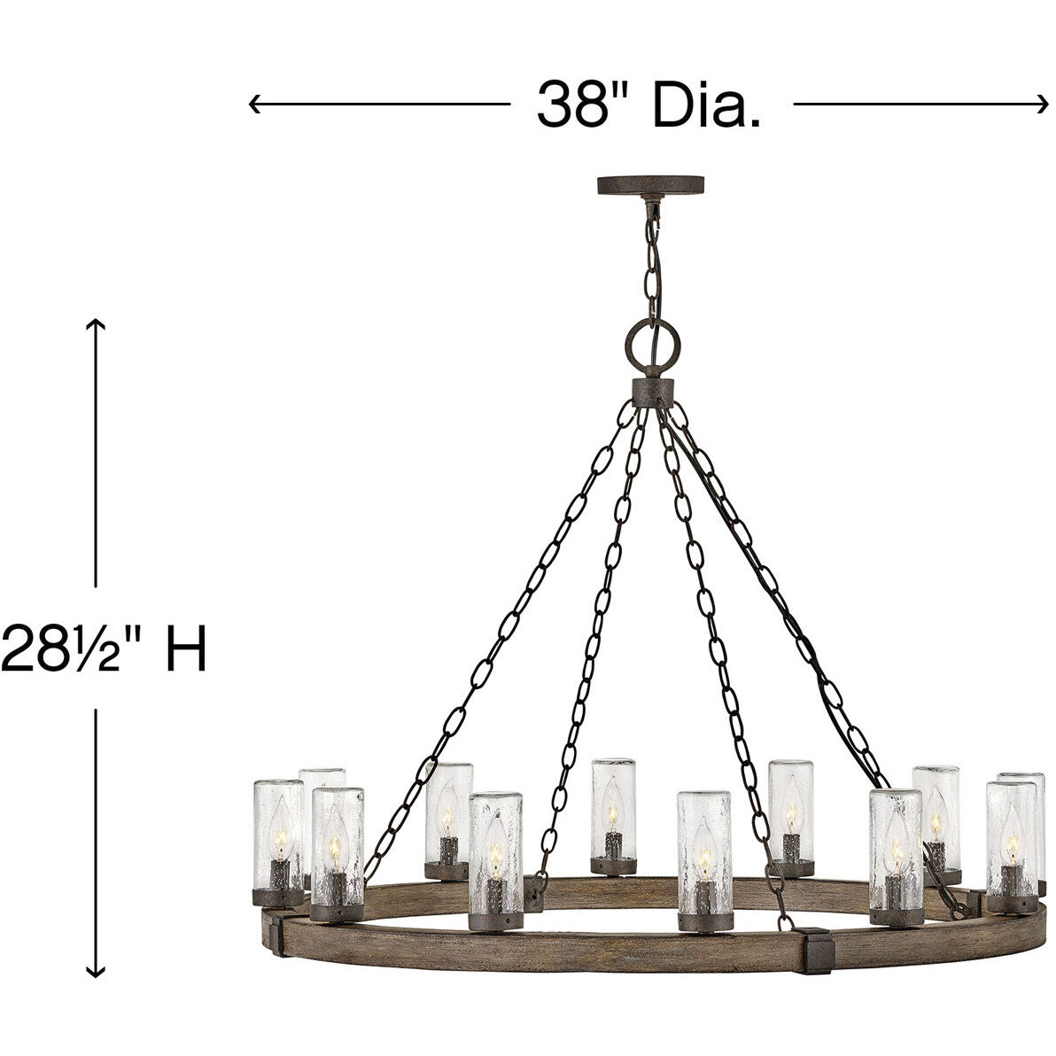Open Air Sawyer LED 38 inch Sequoia with Iron Rust Outdoor Hanging