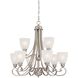 Haven 9 Light 28.5 inch Satin Pewter with White Chandelier Ceiling Light
