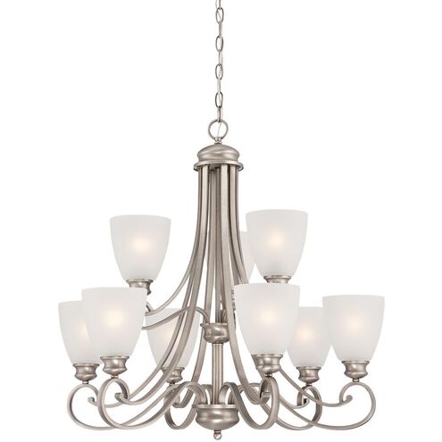 Haven 9 Light 28.5 inch Satin Pewter with White Chandelier Ceiling Light