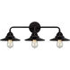 Nouveau 2 Railroad 3 Light 26 inch Matte Black Bath Vanity Light Wall Light