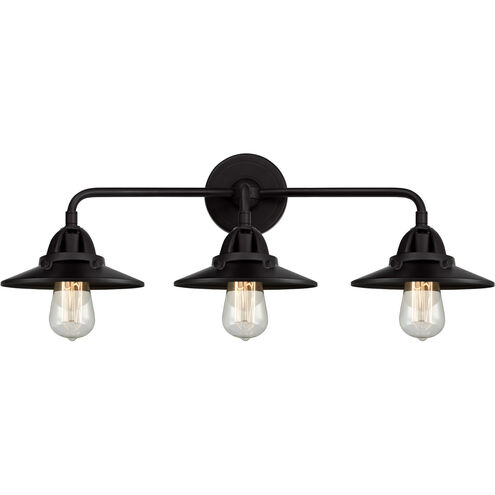 Nouveau 2 Railroad 3 Light 26 inch Matte Black Bath Vanity Light Wall Light