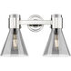 Downtown Urban Lawton Cone 2 Light 15.5 inch Polished Nickel Bath Vanity Light Wall Light in Light Smoke Glass