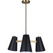 Harken 3 Light 23 inch Black/Gold Chandelier Ceiling Light