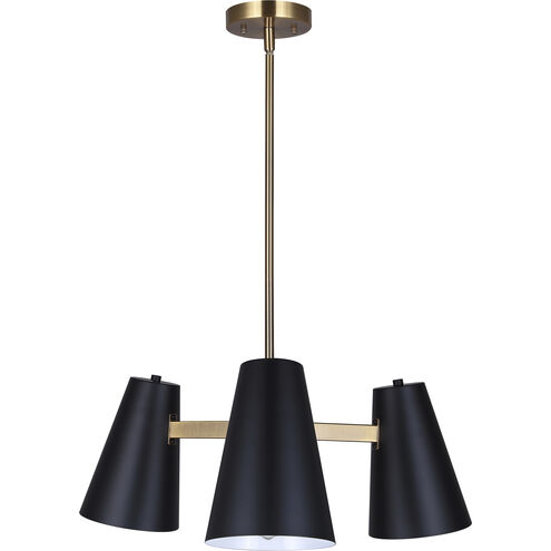 Harken 3 Light 23 inch Black/Gold Chandelier Ceiling Light