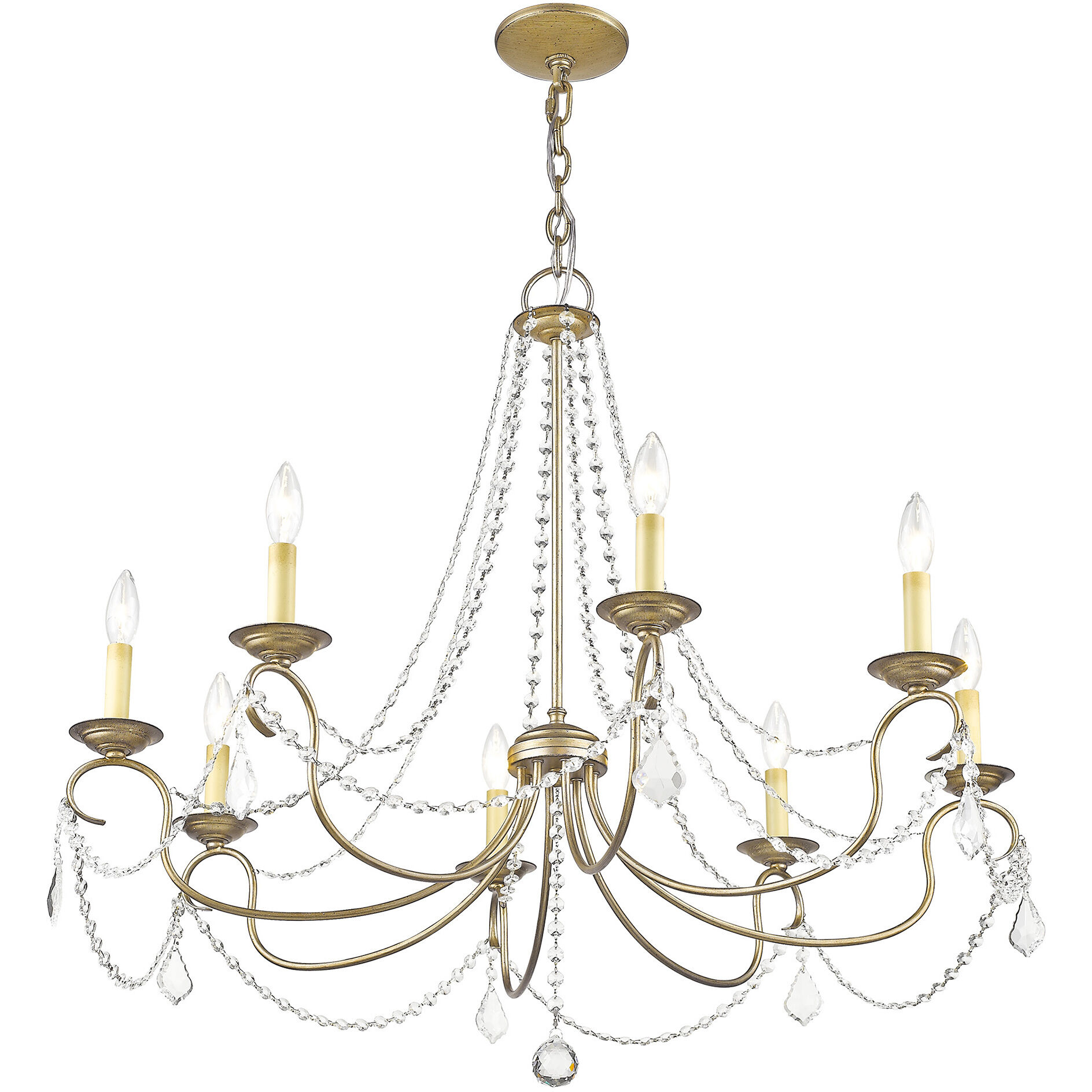 Pennington 8 Light 34 inch Hand Painted Antique Silver Leaf Chandelier Ceiling Light