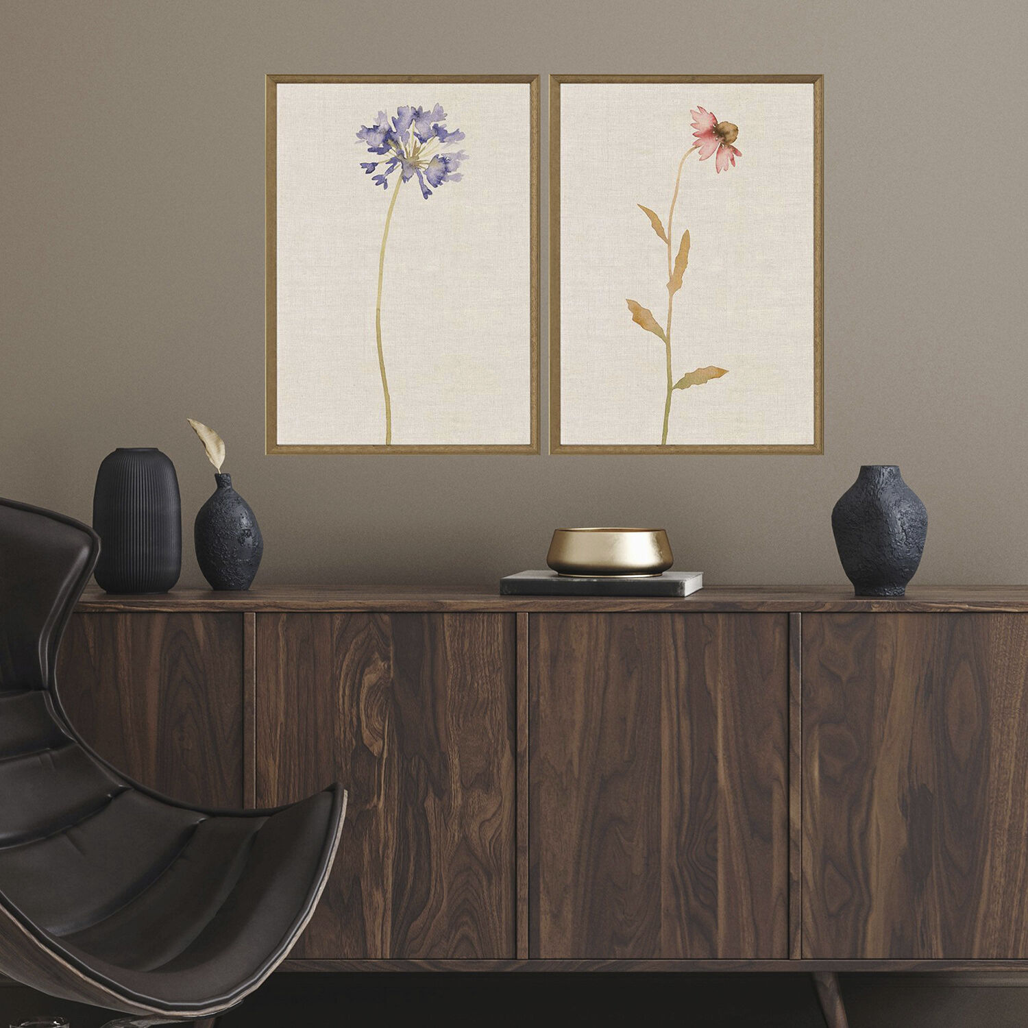 Wild Flourish Multi and Beige and Pink and Purple Framed Art