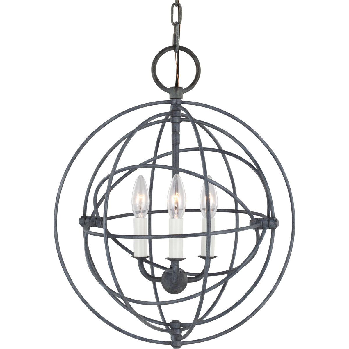 C&M by Chapman & Myers Bayberry 3 Light 16 inch Weathered Galvanized Pendant Ceiling Light