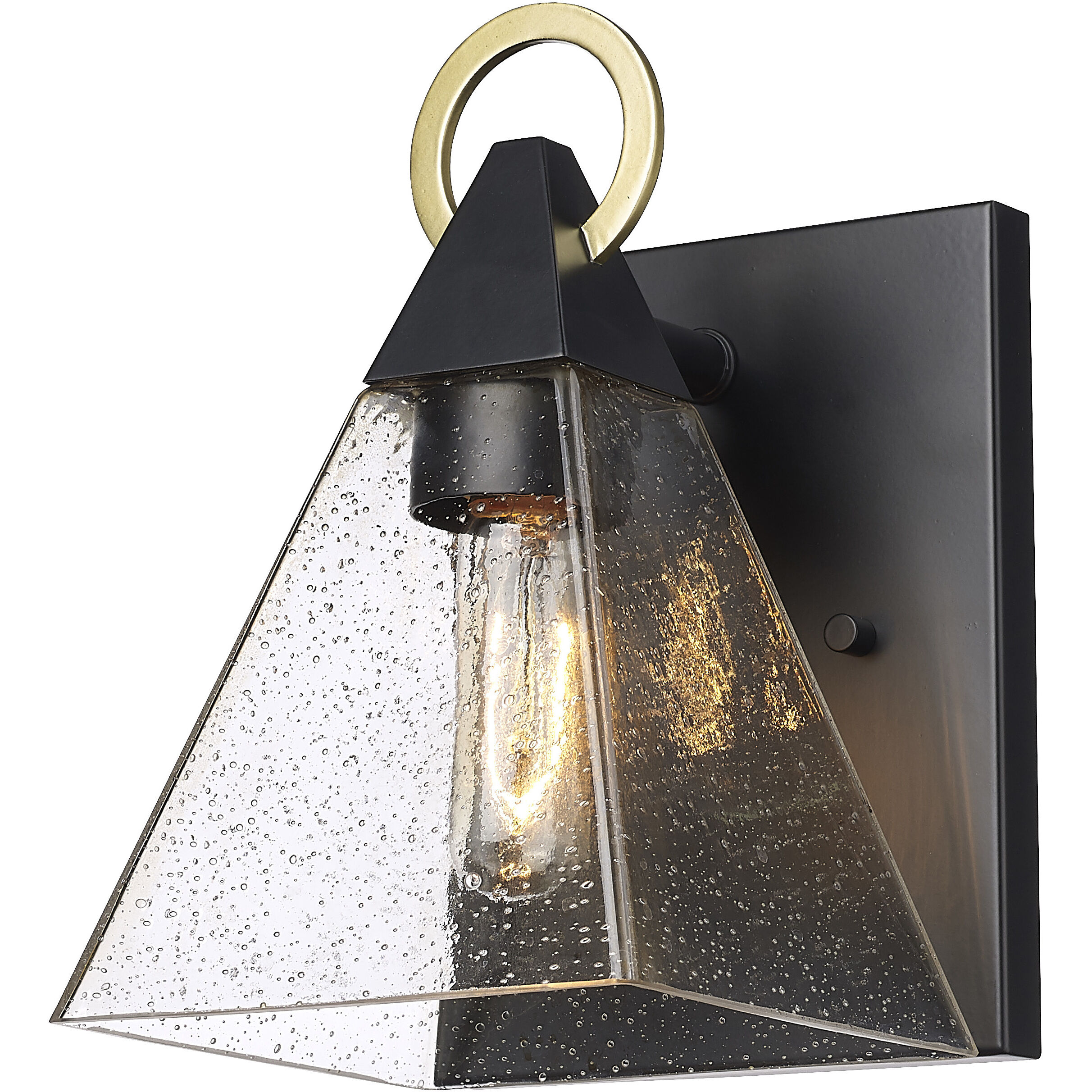 Dewitt 1 Light 10.5 inch Matte Black with Gold accent Exterior Wall Lantern