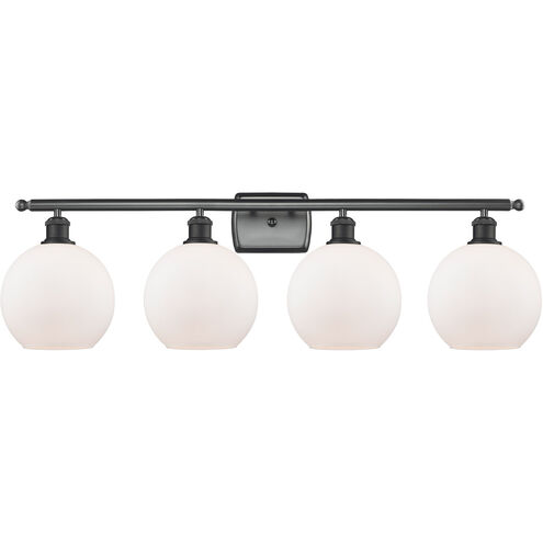 Ballston Athens LED 36 inch Matte Black Bath Vanity Light Wall Light in Matte White Glass, Ballston