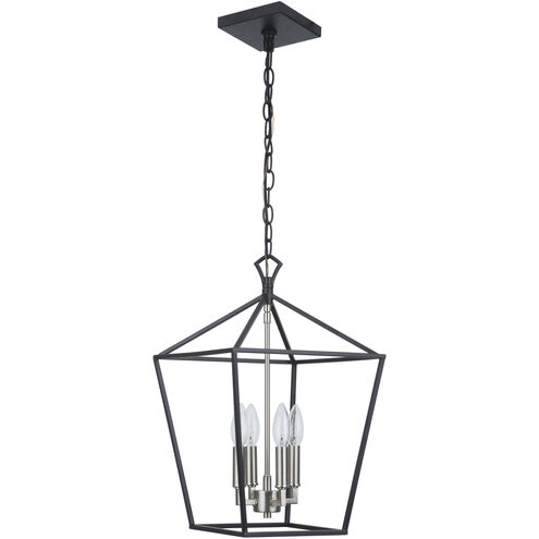 Flynt II 4 Light 12 inch Flat Black/Brushed Polished Nickel Foyer Light Ceiling Light