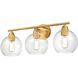 Andromeda 3 Light 24 inch Brass Bath Vanity Wall Light
