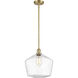 Ballston Cindyrella LED 12 inch Satin Gold Mini Pendant Ceiling Light in Seedy Glass