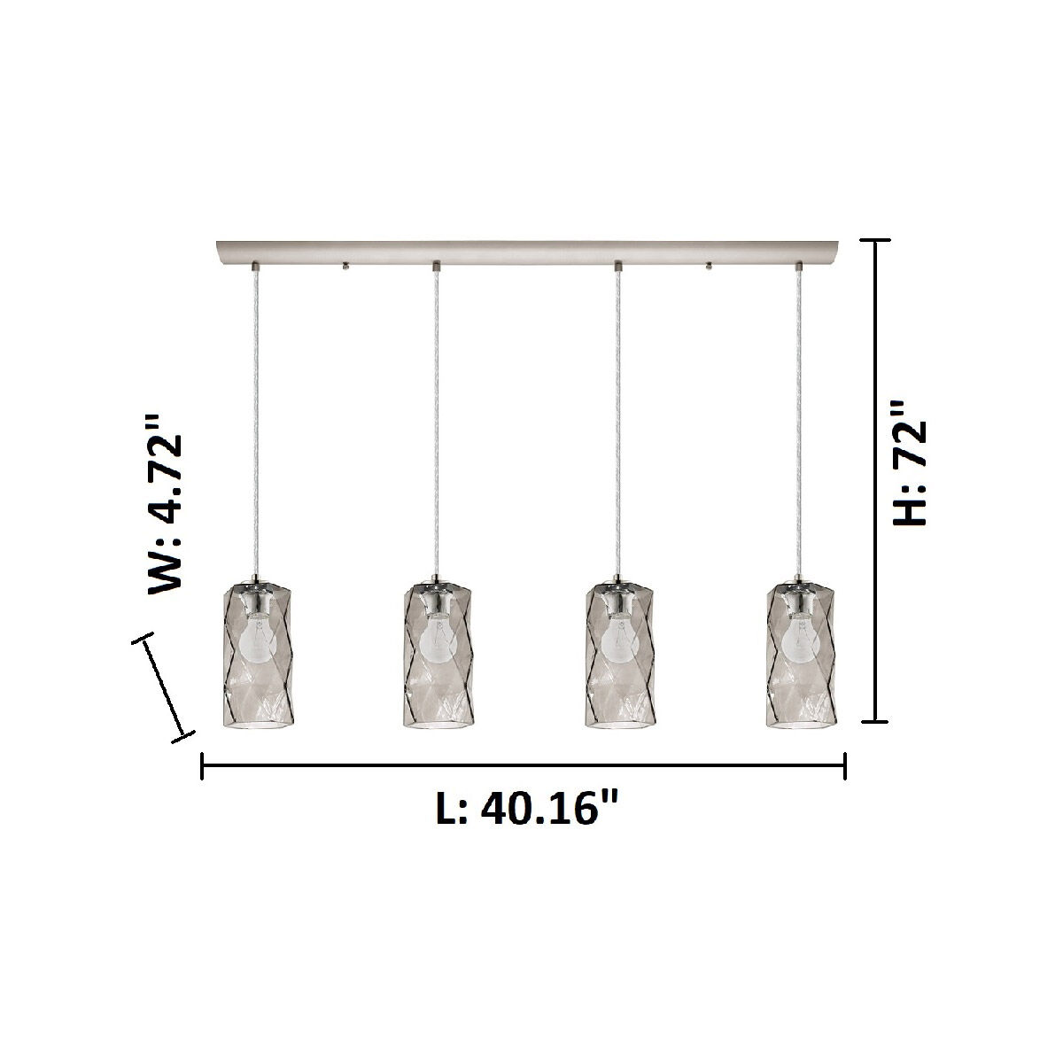 Estevau 4 Light 40.16 inch Satin Nickel Linear Pendant Ceiling Light