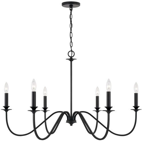 Weston 6 Light 38 inch Matte Black Chandelier Ceiling Light