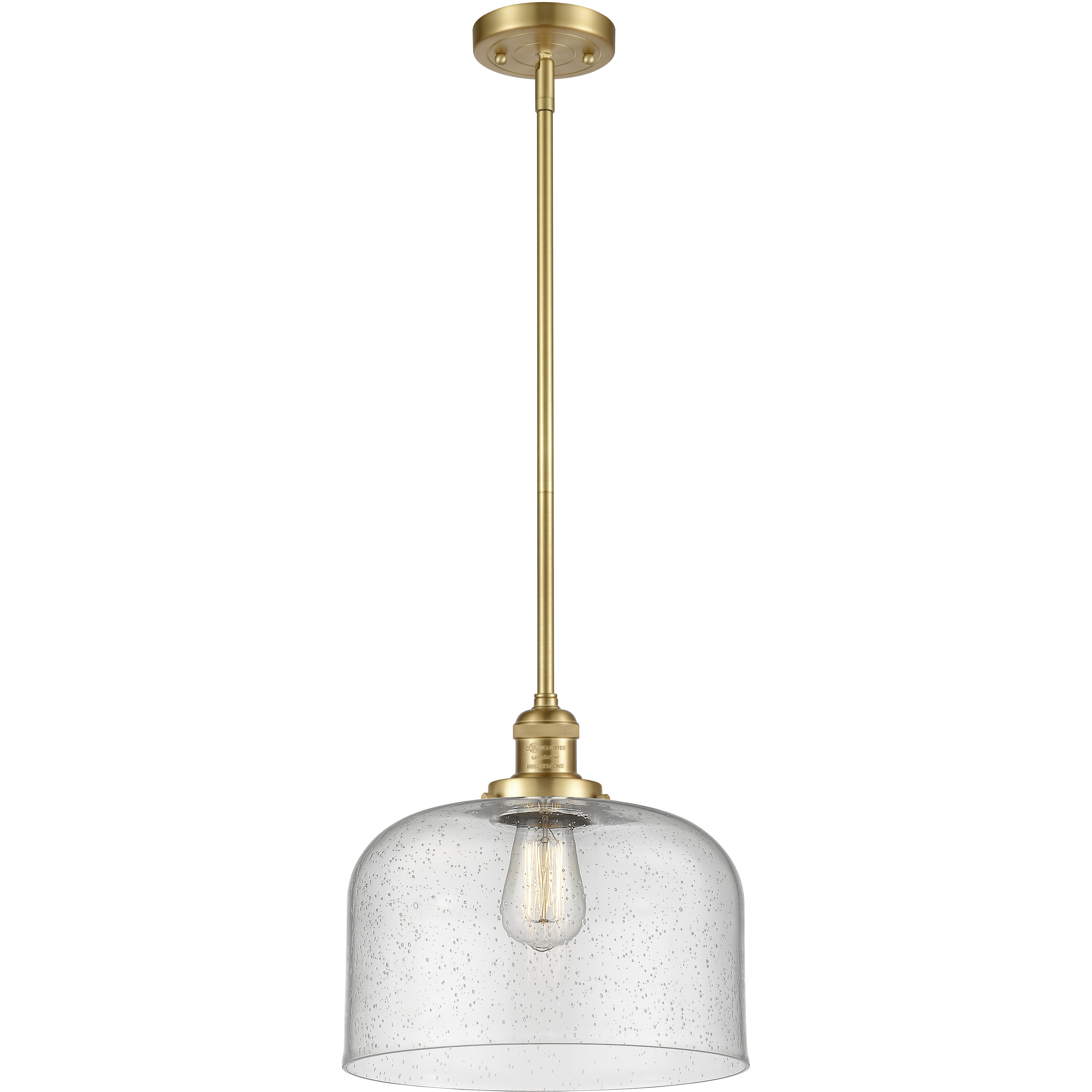 Franklin Restoration Bell LED 12 inch Satin Gold Mini Pendant Ceiling Light in Seedy, Franklin Restoration