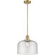 Franklin Restoration Bell LED 12 inch Satin Gold Mini Pendant Ceiling Light in Seedy, Franklin Restoration