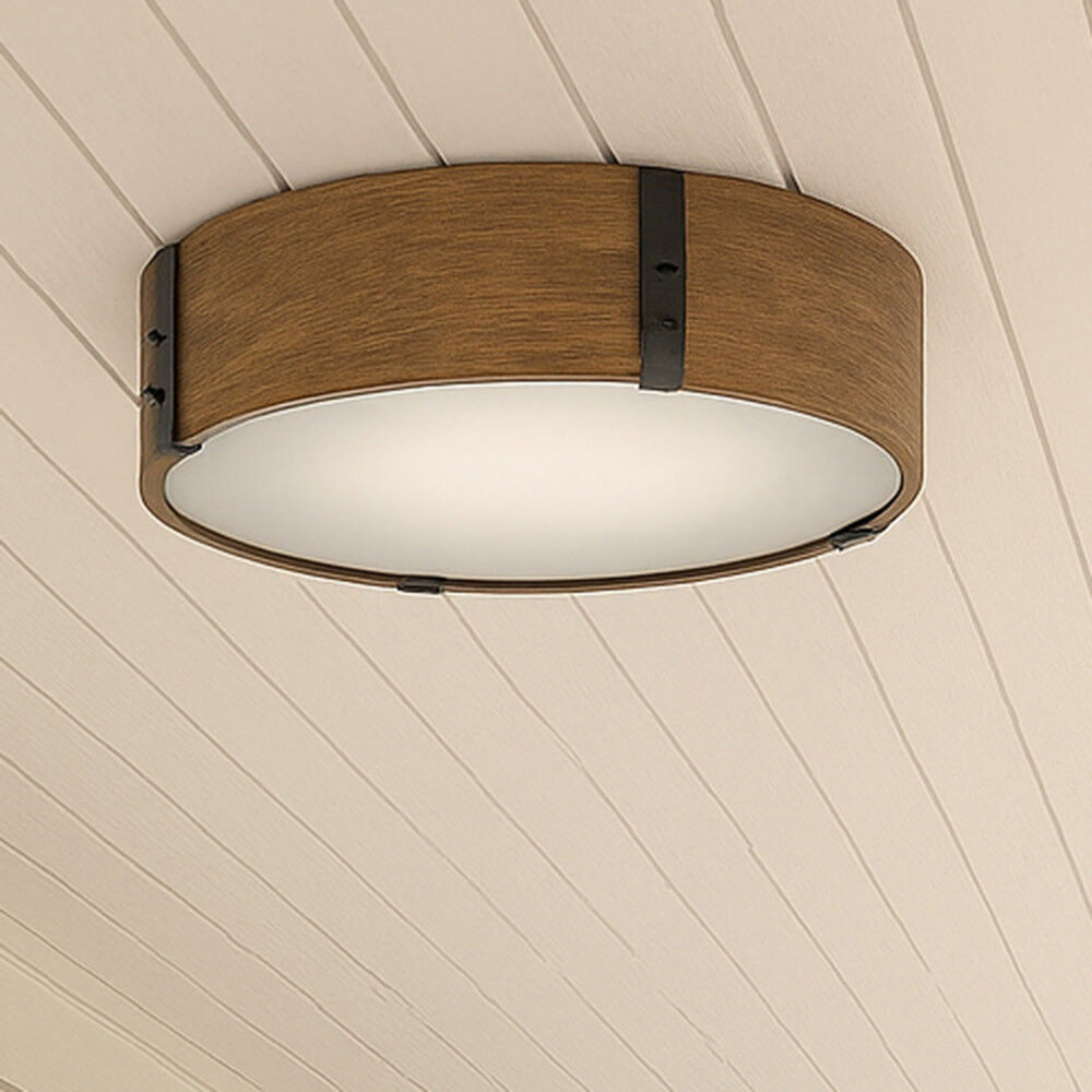 Open Air Sawyer 3 Light 15 inch Sequoia with Iron Rust Outdoor Flush Mount in Non-LED