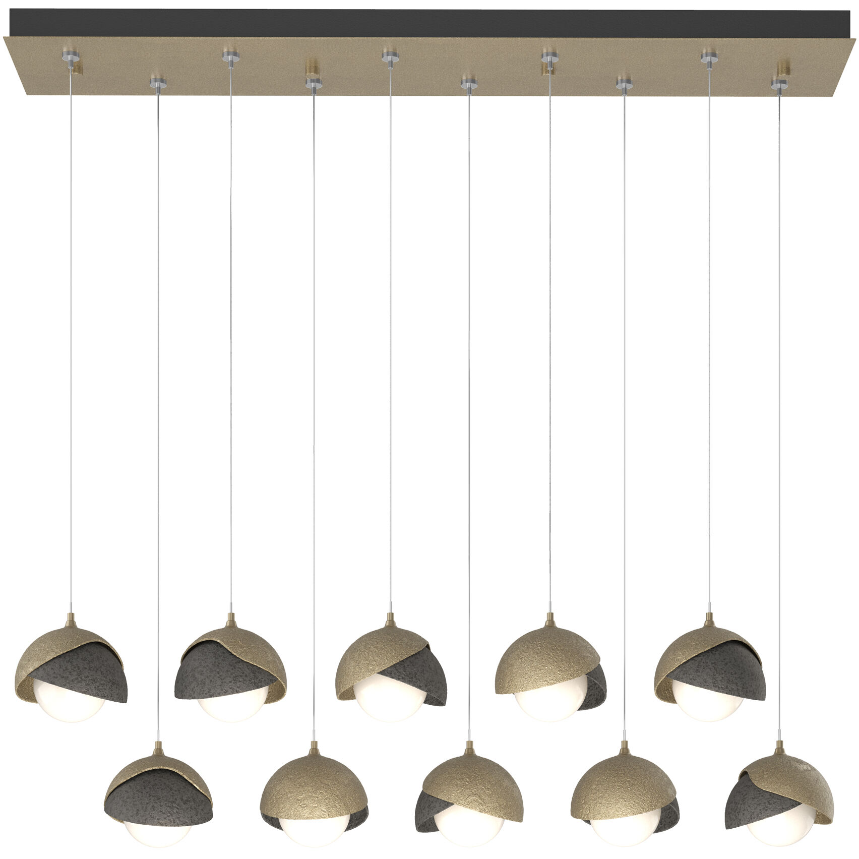 Brooklyn 10 Light 44.5 inch Soft Gold and Natural Iron Pendant Ceiling Light in Soft Gold/Natural Iron, Rectangular