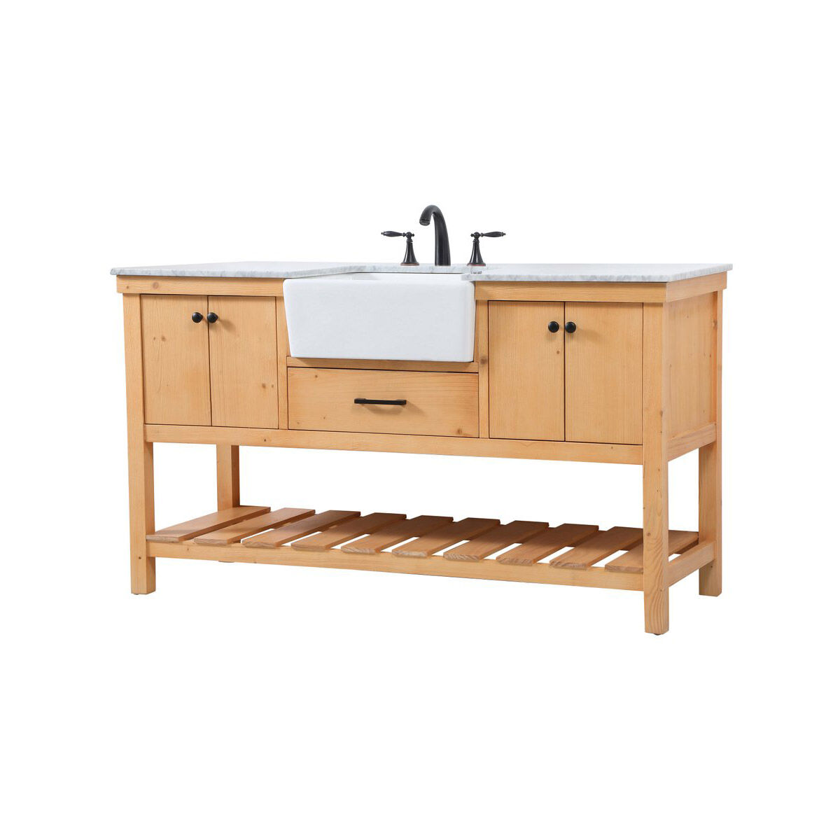 Clement 60 X 22 X 34 inch Natural Wood Bathroom Vanity Cabinet
