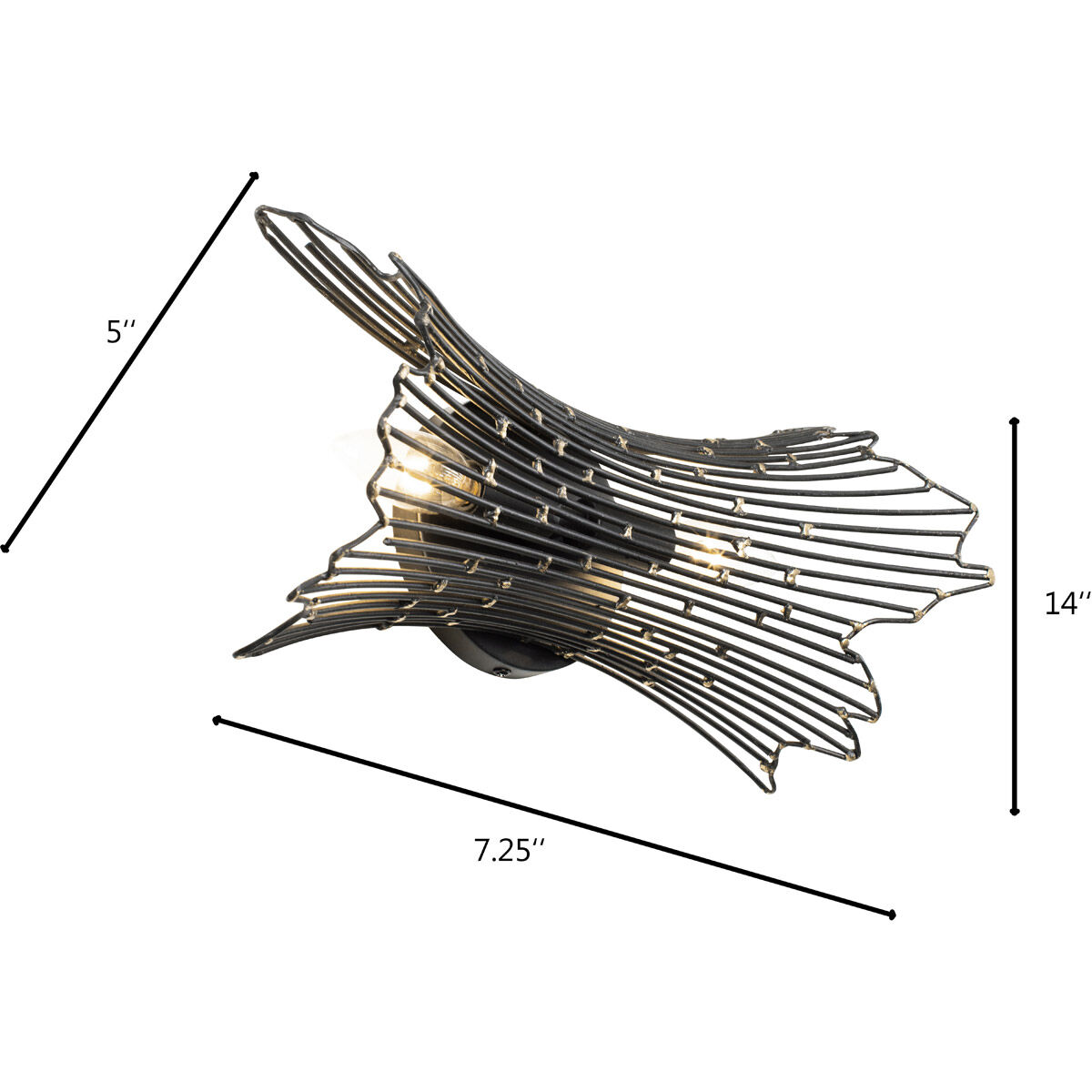 Rikki 2 Light 14 inch Carbon and Aged Gold Bath Vanity Light Wall Light