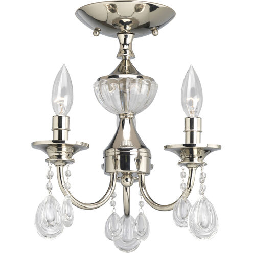 Noir 3 Light 14 inch Polished Nickel Semi-Flush Mount Ceiling Light