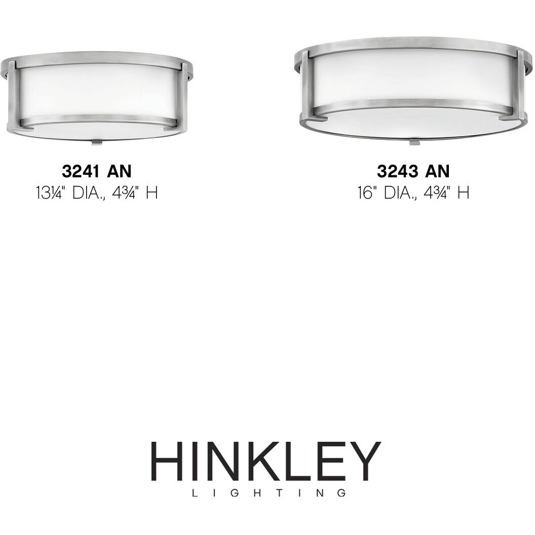 Lowell 3 Light 16 inch Antique Nickel Indoor Flush Mount Ceiling Light in White