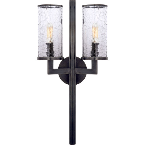 Kelly Wearstler Liaison 2 Light 9.5 inch Bronze Double Sconce Wall Light in Crackle Glass