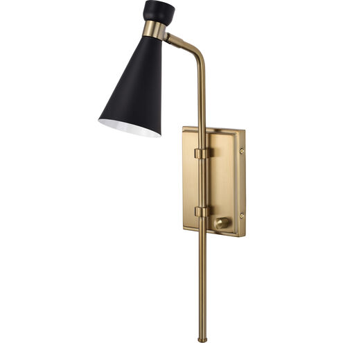 Prospect 1 Light 5 inch Matte Black/Burnished Brass Bathroom Vanity Lights Wall Light