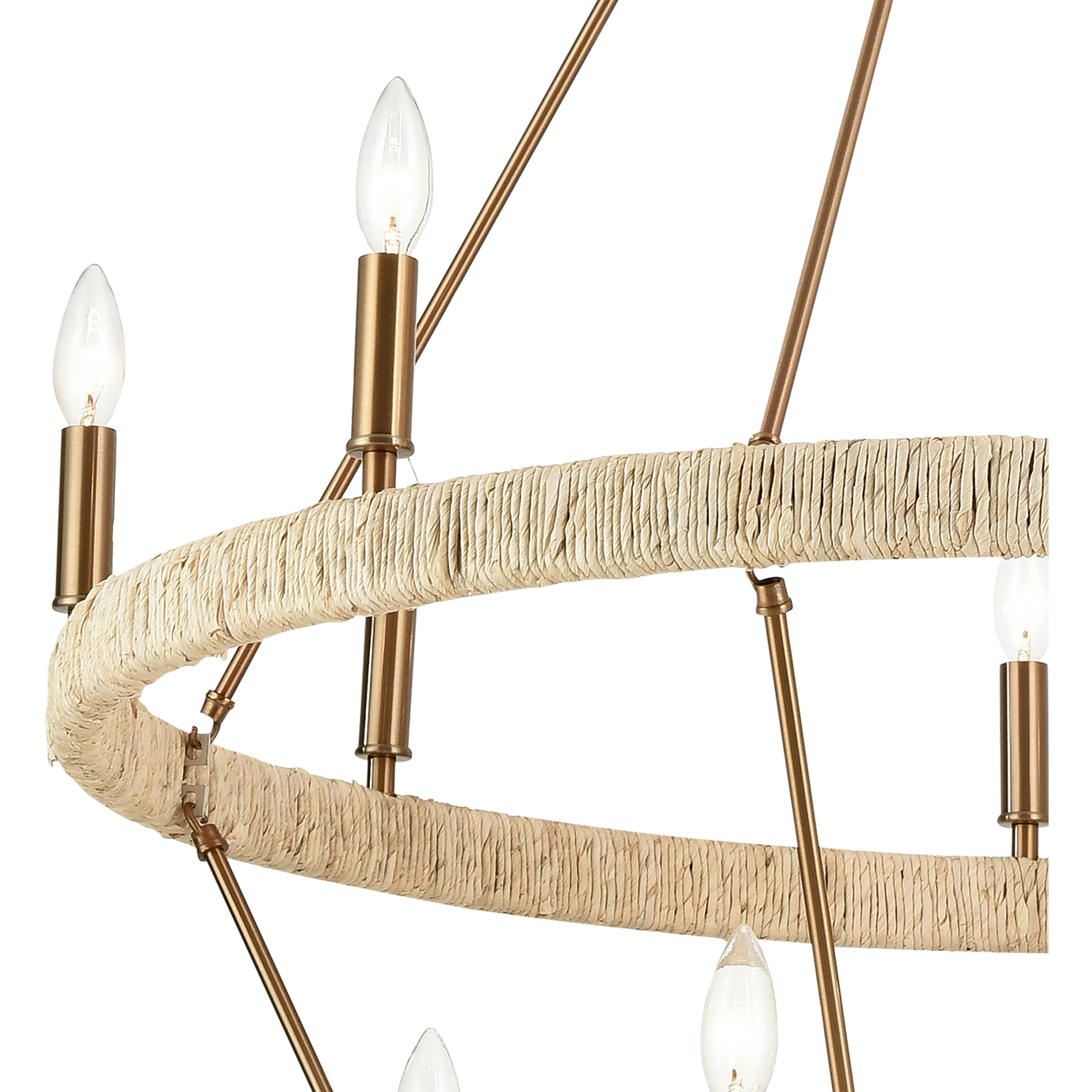 Abaca 14 Light 36 inch Satin Brass Chandelier Ceiling Light