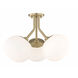 Estee 3 Light 19 inch Aged Brass Semi Flush Ceiling Light