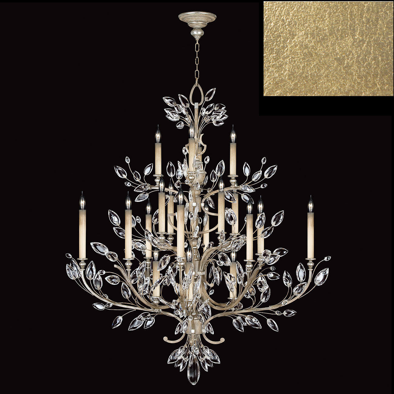 Crystal Laurel 20 Light 57 inch Gold Chandelier Ceiling Light